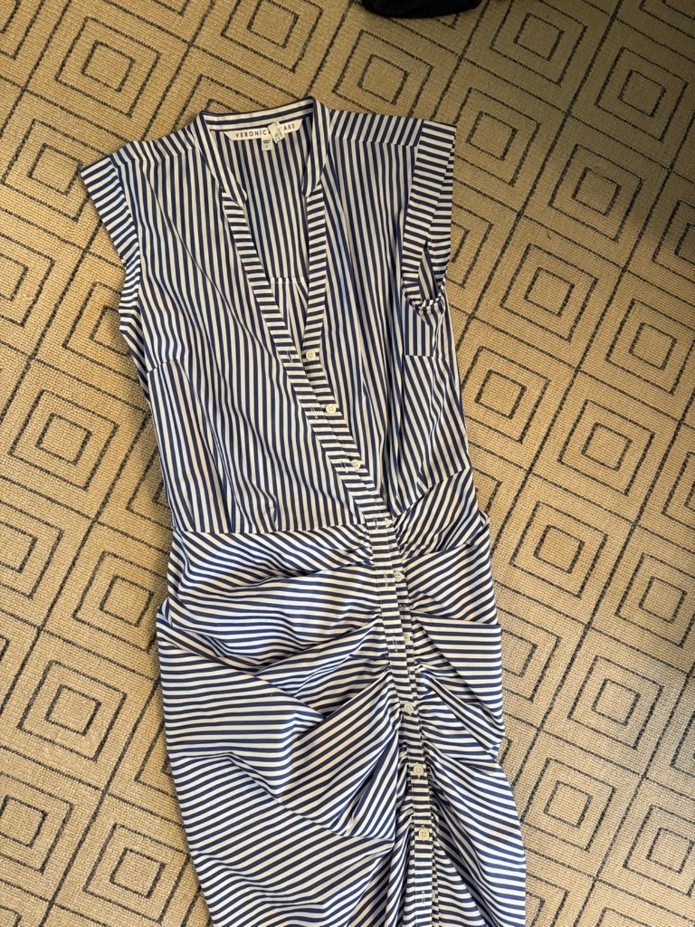 Veronica Beard Navy and White Striped Midi Dress size 2
